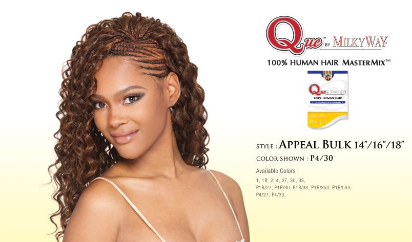   14 QUE BY MILKYWAY 100% HUMAN BRAIDING HAIR MASTERMIX WAVY  