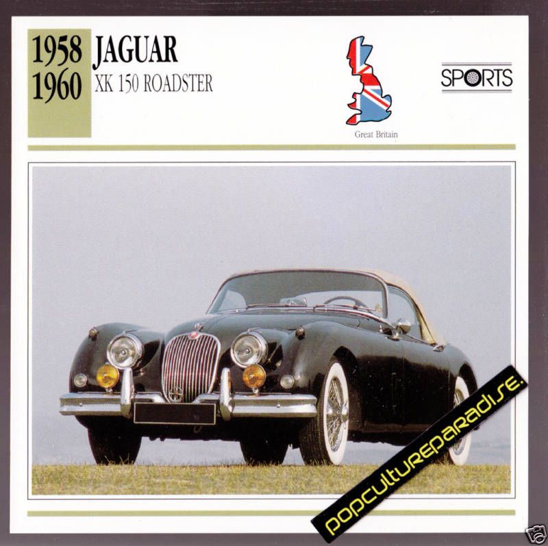 1958 1960 JAGUAR XK 150 ROADSTER Car PHOTO SPEC CARD  