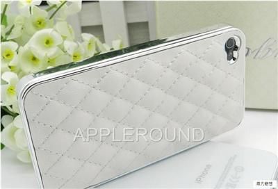 New White Luxury Designer Hard Case Back Leather Cover For i Phone 4 