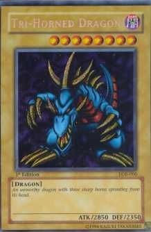 Yu Gi Oh BEWD 1st Ed. Tri Horned Dragon Secret Rare (LOB 000)