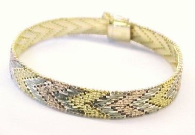 Tri Tone GP / Sterling Silver Riccio Link Bracelet ~ 7  