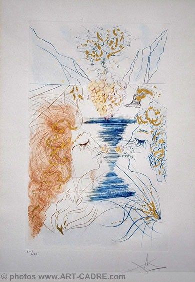 Salvador DALI s/n Etching The Kiss Song of Songs COA  