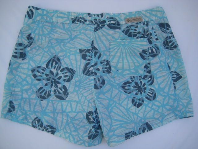 Columbia Womens Board Shorts Swim 8 Aqua / Gray Floral  