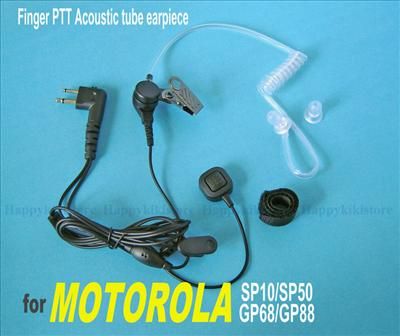 Tube Earpiece Mic With Finger PTT for Motorola GP68 GP88 CP150