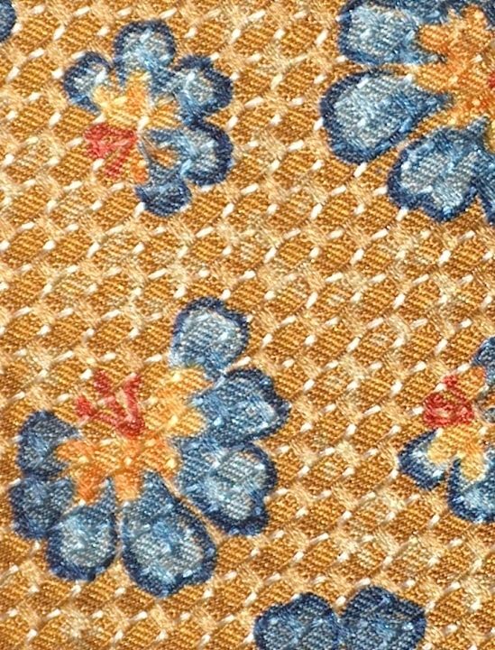 ERMENEGILDO ZEGNA ~ SILK DRESS SHIRT SUIT TIE ~ YELLOW & BLUE ~ FLOWER 