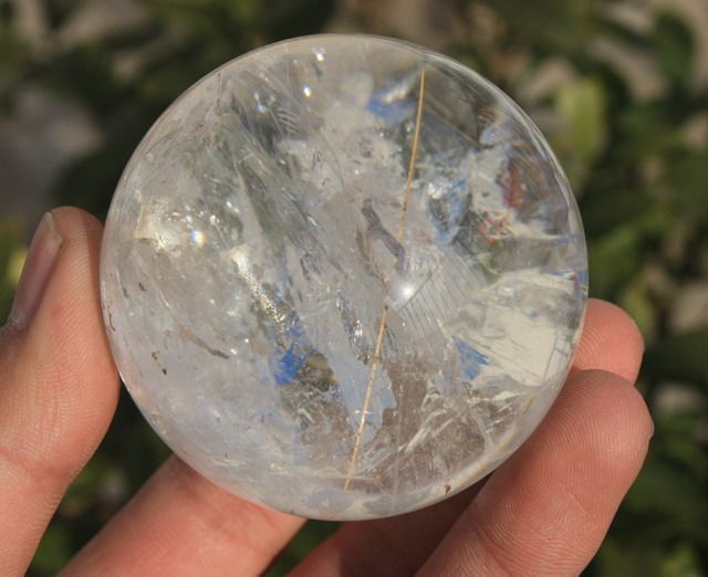 A+ Rainbow  Clear NATURAL Rutilated QUARTZ CRYSTAL SPHERE BALL 