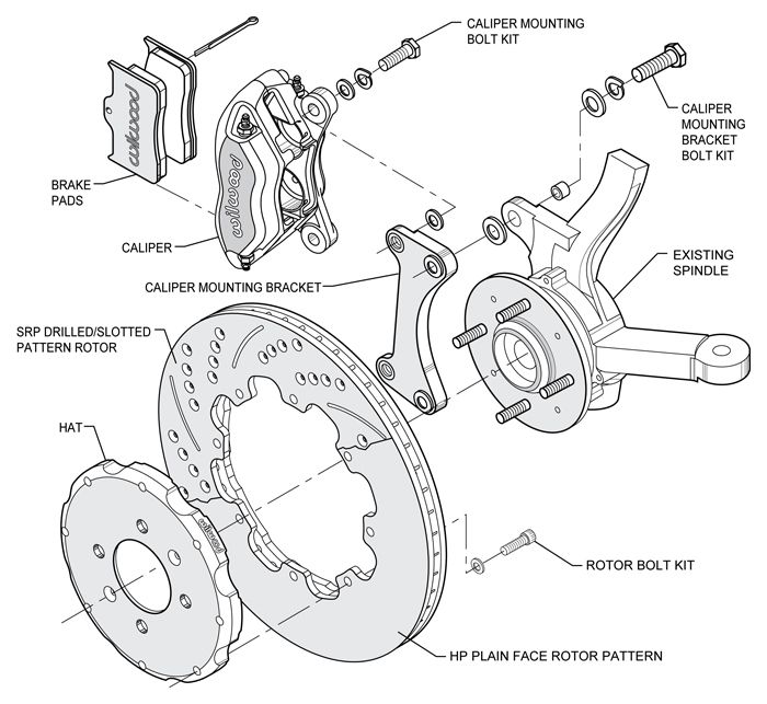 WILWOOD DISC BRAKE KIT,FRONT,89 05 MAZDA MIATA MX 5,11 DRILLED ROTORS 