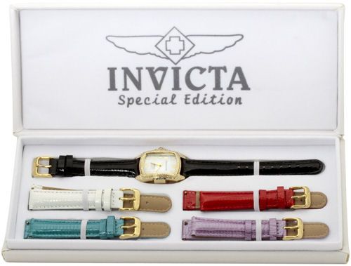 Invicta0156 Lady Baby Lupah Leather Strap Watch w/ Set of Five Straps