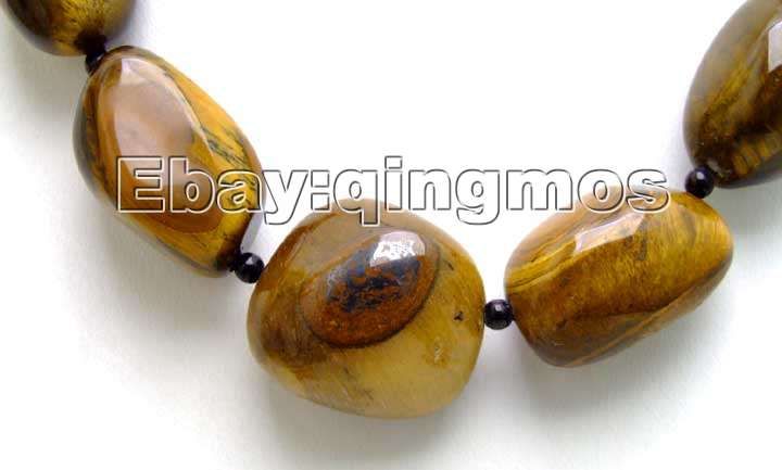 15 40mm Chunky tiger eye gemstone necklace 18 5468  