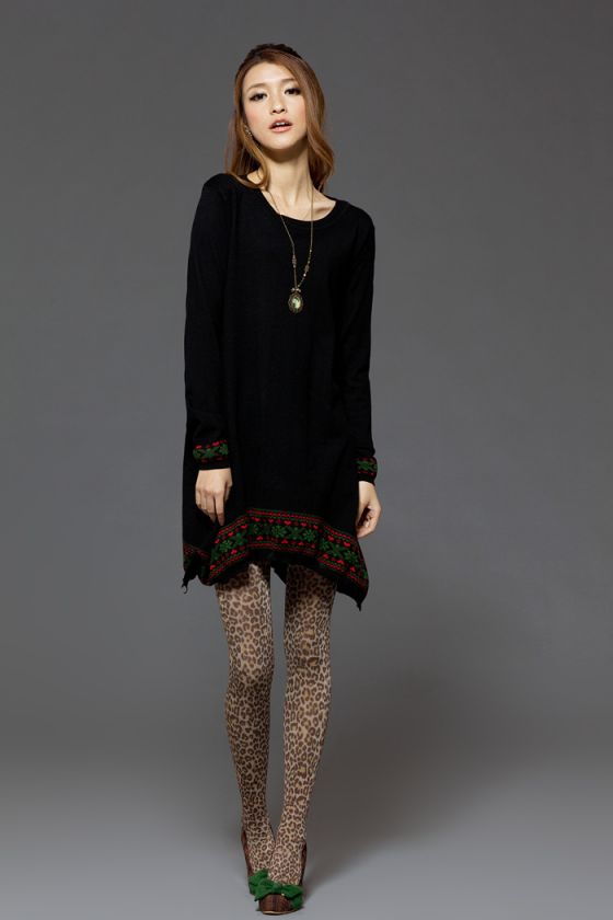 CHIC CREW NECK ASYMMETRIC LONG SWEATER DRESS 1680  