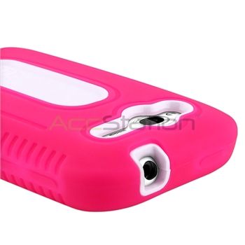 For T Mobile HTC Wildfire S Pink/White Duo Shield Hybrid Hard Case 