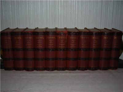 WASHINGTON IRVING  11 BOOK SET  1883  FINE BINDING HARDBOUND  