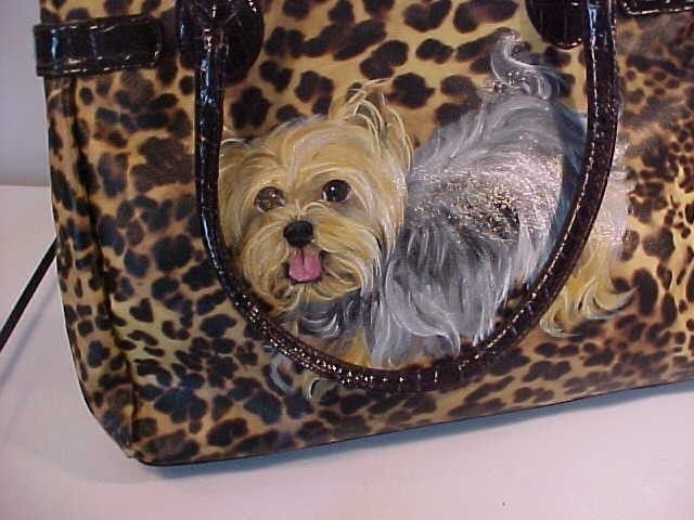 YORKIE HANDPAINTED PURSE BEAUTIFUL HANDBAG  