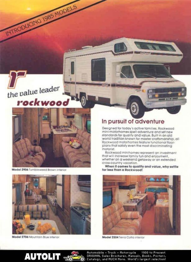 1984 Rockwood Chevrolet Motorhome Rv Brochure On Popscreen