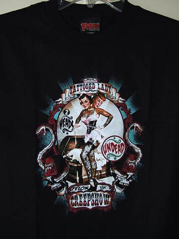 New Felon Lucky 13 Psychobilly Rockabilly Pin Up Girl Creepshow Mens T 