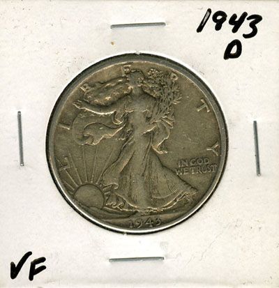 VERY NICE 1943 D WALKING LIBERTY HALF DOLLAR 50C  AND 