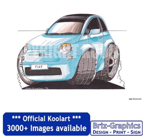 Koolart Fiat 500 light blue Mug and Coaster set gift present 2358 