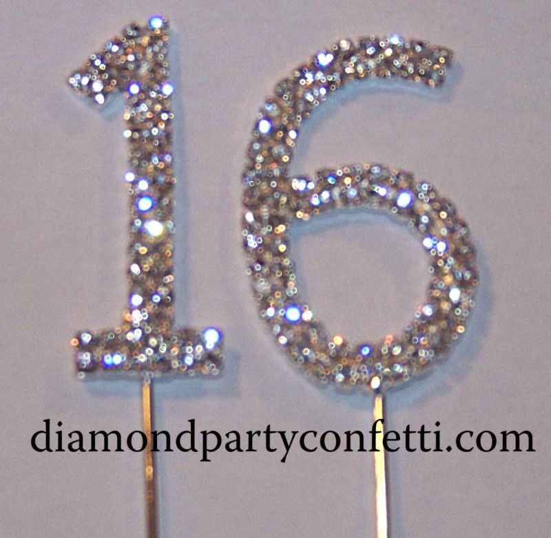 Rhinestone Sweet Sixteen 16 Number Cake Cupcake Topper  