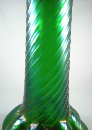 Loetz Iridescent Green Art Glass Vase  