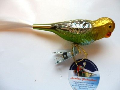 PARAKEET CANARY BUBI & HANSI CLIP ON BIRD GERMAN GLASS CHRISTMAS 