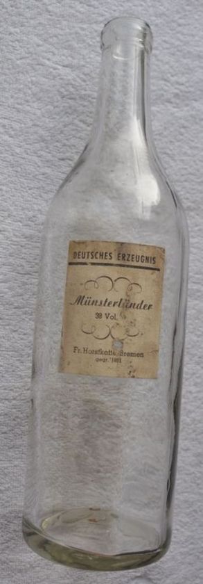 1930s Germany 3rd Reich MUNSTELANDER Schnaps Bottle  