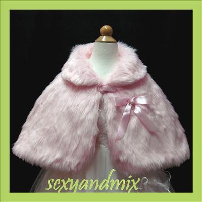 WD55 GIRL Pink FUR WRAP Party Shawl/Shrug /Cape 3 5Yrs  