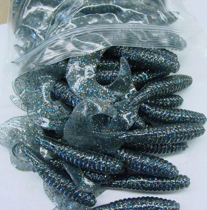 100 pk 5 Fat Grub Bass Plastic Worm Bluegill Bulk Bag  