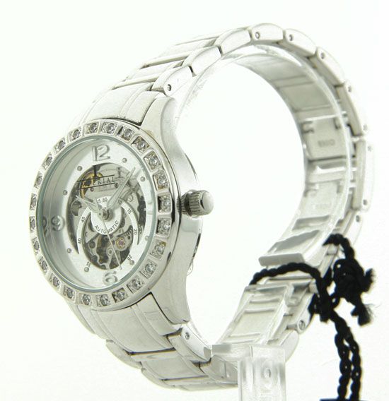 Croton Imperial Open Heart Automatic Skeleton Movement Womens Crystal 