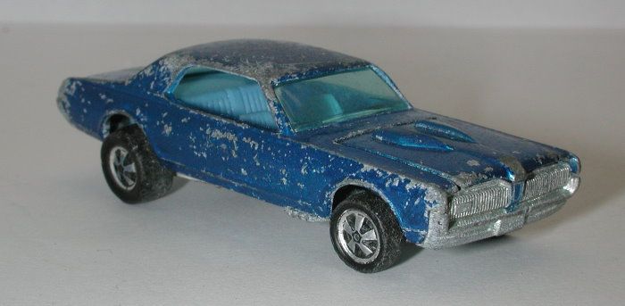 Redline Hotwheels Blue 1968 Custom Cougar Painted Tooth  