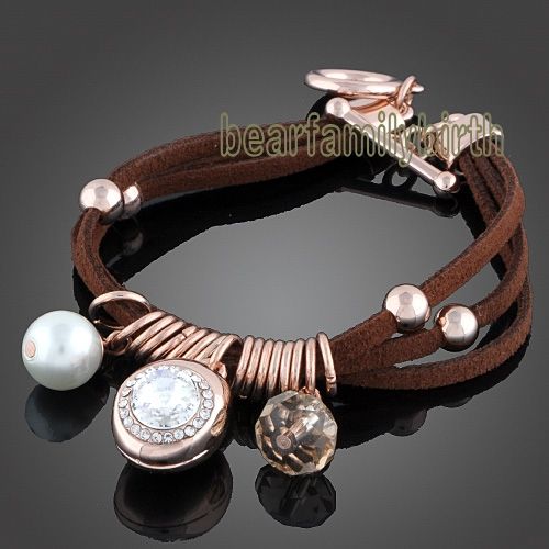 18K rose gold GP swarovski crystal bracelet 367  