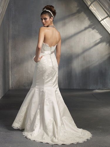 Strapless Silk Lace Mermaid Wedding Dress mdl# Lazaro  