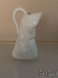 Belleek UNDINE Girl Creamer/Sm Pitcher With Gold Edge  