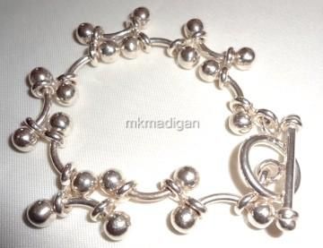   Sterling Silver Interlocking Bar Bead Link Bracelet B0746 Box Rare