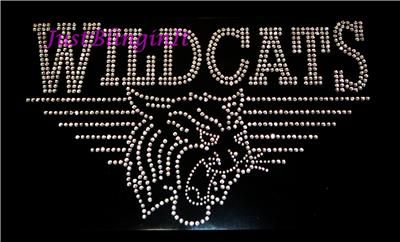 Wildcats with Wildcat Head Rhinestone Iron On Transfer Bling  