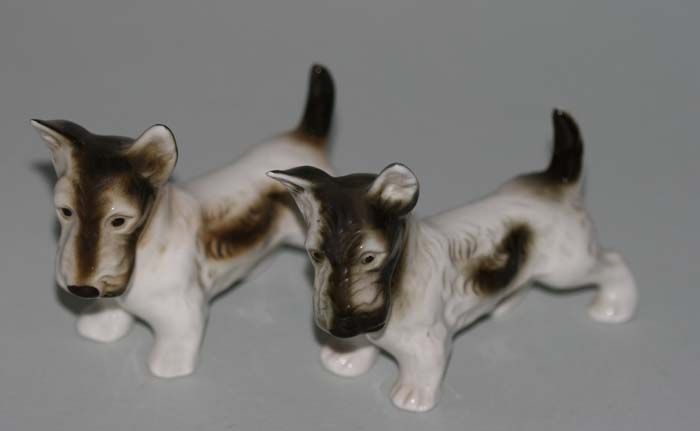 PAIR ROYAL DUX FOX TERRIER DO G S PORCELAIN FIGURINES c. 1940