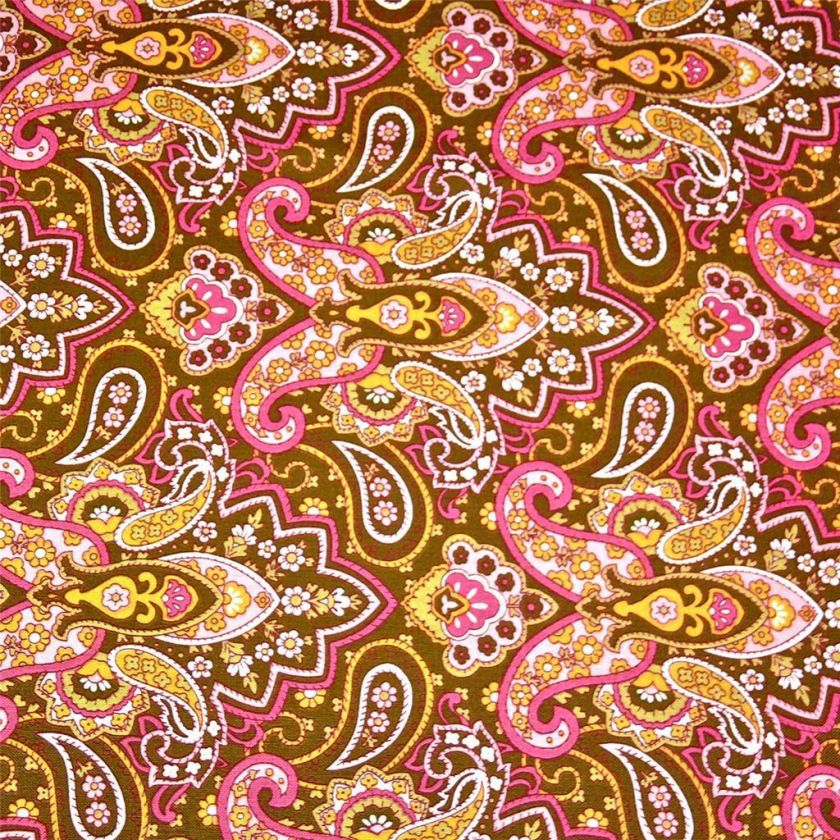   Cotton Fabric Paisley in Pinks, Browns, Sage Green, Per Fat Quarter