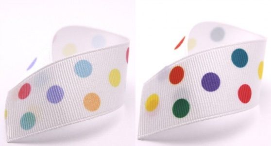 5YD 5/8 1 1.5 POLKA SWISS DOT GROSGRAIN RIBBON PICK  