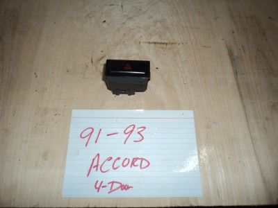 90 93 Honda Accord Hazard Flasher Switch Button 91 92  