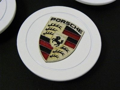 QTY 4 PORSCHE WHEEL WHITE CENTER CAPS 911 993 996 997  