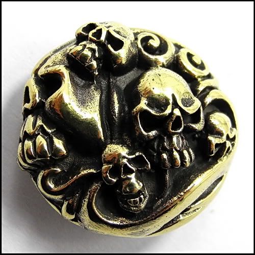 Pile of Skulls Mens Brass Wallet Snap Concho  