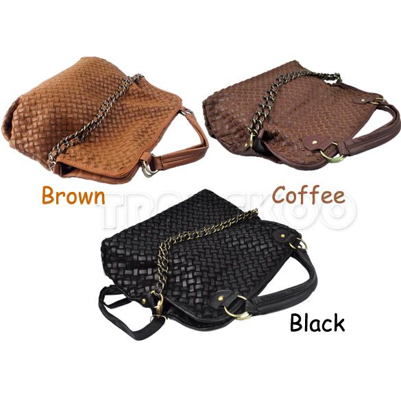 New Korean Style PU leather Lady Hobo Weave Handbag Shoulder Bag 3 