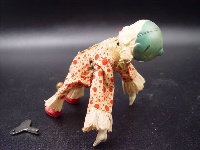 Vintage 1940s Japan Celluloid Wind Up Acrobatic Clown  