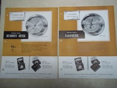 Vtg Springfield Instrument Co Catalog Inserts~Barometer/Weather 