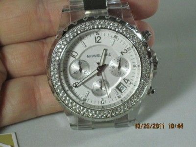    5397 Womens Crystal Accented Clear Acetate Chronograph Watch  