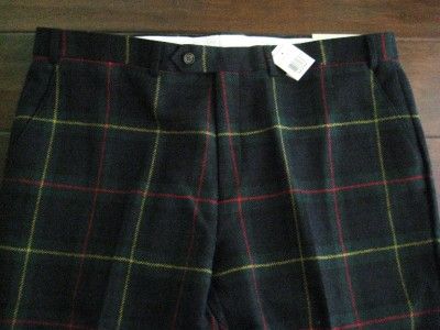 RALPH LAUREN MEN 40X30 NWT $148 Plaid Tartan Wool Pants Slacks Trim 