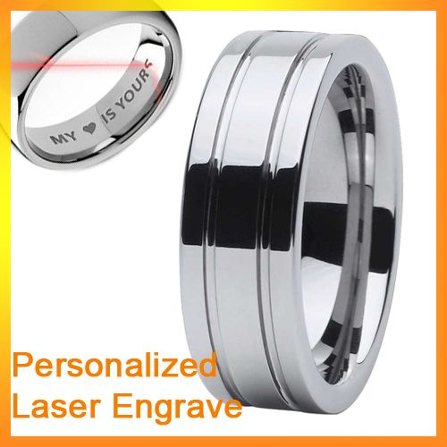 free engrave 8mm new mens grooved tungsten carbide ring  