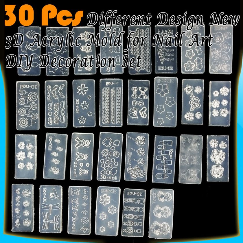 Wholesale 30 PCS Acrylic Mold For 3D Nail Art Decoration DIY SET 261 