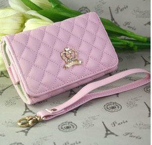   Leather Wristlet Case Purse Wallet 4 iPhone 4 S 3GS Water Pink SC1