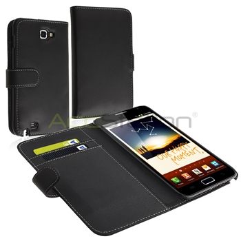   Note N7000 New Blk Flip Leather Wallet Case Pouch Card Holder  