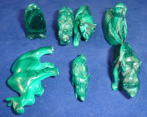 MISCELLANEOUS MALACHITE ANIMAL FIGURINE CARVINGS Duck Camel Penguin 